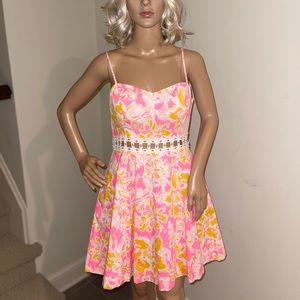 Lilly Pulitzer Floral Dress with Lace Cutouts